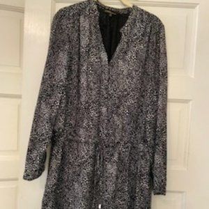 Black and White Patterned Drop Tie Waist Work Dress Size 6